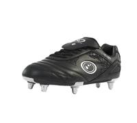 Optimum Boy’s Razor 6 Studs Rugby Boots | Sturdy Material, Lace-Up - Lightweight | Flexible and Comfortable Fit Mesh Lining | Black/Silver, 5 UK