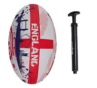 Optimum ENGLAND National Rugby Ball- Iconic Style with Great Flight and Air Retention - Rubber Dimpled Surface for Enhanced Grip - 2-Ply 410g Ball - 5 - WITH PUMP