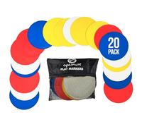 Optimum Flat Cones Disc Markers Pack of 20, Professional High-Visibility, Non-Slip Sports Cones with Mesh Carry Bag for Multi-Sport Drills Including Football, Basketball, Rugby, Dog Training & More