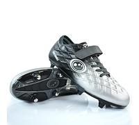 Optimum Ignisio Football Boots - Flat Moulded Stud Outsole, Easy Fastening Astro Trainers - PU Leather, Flexible & Comfortable Fit for The Ultimate Game -Black/Silver - 3