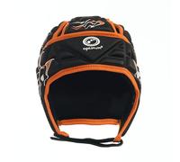 Optimum Inferno Rugby Headguard & Professional Scrum Cap, Essential Rugby Training Equipment Designed with an Adjustable Fit for Unrivalled Protection & Breathable Comfort - Black & Orange, Adult L
