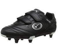 Optimum Junior Razor 6 Stud Football Boots - Flat Moulded Stud Outsole, Easy Fastening Astro Trainers - PU Leather, Flexible & Comfortable Fit Football Boots - Black Silver, 5 UK