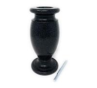 OPTIMUM Memorial Cemetery Flower Vase - Plastic (Blacker Granite) with Metal Ground Spike, Grave Marker, Decorations for Gravesite, Headstone Flowers Holder, Garden Lawn & Yard