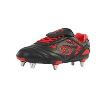 Optimum Men's Razor 8 Studs Rugby Boots | Sturdy Material, Lace-Up - Lightweight | Flexible and Comfortable Fit Mesh Lining | Black/Red, 9