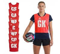 Optimum Mesh Netball Training Bibs -Perfect for Netball, Football, Rugby - Juniour Size. Pack of 7, Red