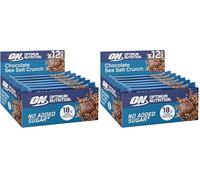 Optimum Nutrition Chocolate Sea Salt Crunch Protein Bars, On-the-Go Pre-Workout and Post-Workout Vegetarian Gym Snack for Men and Women, No Added Sugar Healthy Snacks, 12 x 55 g (Pack of 2)
