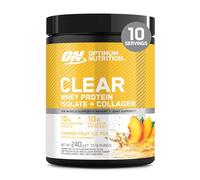 Optimum Nutrition Clear Whey + Collagen, Summer Fruit Ice Tea Flavour, 10 g Whey Isolate and 10 g Collagen Peptides per Serving, Clear Protein Drink for Joint*, 240 g, 10 Servings
