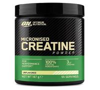 Optimum Nutrition Micronised Creatine Powder, 100% Pure Creatine Monohydrate Powder for Performance and Muscle Power, Unflavoured, 55 Servings, 187 g