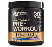 Optimum Nutrition Gold Standard Pre Workout Powder, Energy Drink with Creatine Monohydrate, Beta Alanine, Caffeine and Vitamin B Complex, Food Supplement, Blue Raspberry Flavour, 30 Servings, 330 g
