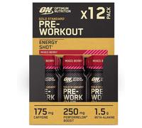 Optimum Nutrition Gold Standard Pre-Workout Shot, Food Supplement with Beta Alanine, Caffeine and Vitamin B6 and B12, Mixed Berry, 12-Pack, 12 x 60 ml