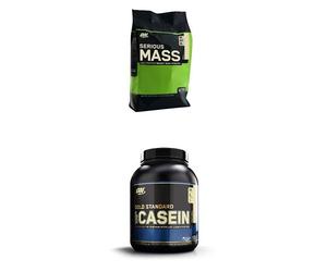 Optimum Nutrition Serious Mass Vanilla 5.44kg with Casein Vanilla 1.82kg