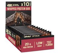 Optimum Nutrition ON Whipped Bar, High Protein Snack with Milk Chocolate Coating, Low Sugar Protein Bar, Chocolate Caramel, 10 x 60 g Pack