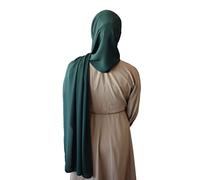 Optimum Quality 100% Chiffon Hijab - Premium Fabric - Comfortable Breathable & Soft - Perfect Sized Opaque Hijab to Give You a Glamorous Look & Feel for your Occasional or Everyday Wear (Dark Green)