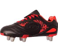 Optimum Razor Mens Rugby Boots, Lightweight 8 Stud Design Crafted for Elite Traction & Power to Drive Through the Scrum, Performance Ready for Soft Ground (SG) Grass Pitches - Black/Red, Size 13
