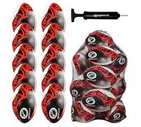 Optimum Razor Rugby Ball Bulk Pack with Bag & Ball Pump, Professional Training & Match-Day Ball, Natural Rubber Grip & Balanced Weight for Elite Handling, Control & Accuracy - 10 Pack, Red, Size 3