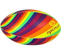 Optimum Rugby Ball - Balanced and Responsive for Accurate Handling and Kicking of Top-Performing Rugby Balls - Perfect for Training and Gameplay - 2-Ply 410g Ball - Rainbow Twister - Midi