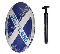 Optimum SCOTLAND National Rugby Ball- Iconic Style with Great Flight and Air Retention - Rubber Dimpled Surface for Enhanced Grip - 2-Ply 410g Ball - 5 - WITH PUMP