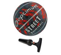 Optimum Street Basketball - Size 7, Ball Pump Included, Black/Orange