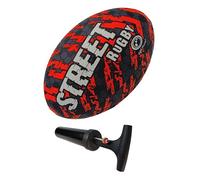 Optimum Street Rugby Ball - Durable, High-Visibility, Superior Grip & Control Surfaces & Skill Levels - Size 5, Ball Pump Included, Black/Orange