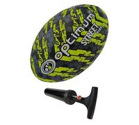 Optimum Street Rugby Ball - Durable, High-Visibility, Superior Grip & Control Surfaces & Skill Levels - Size 5, Ball Pump Included, Black/Yellow