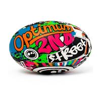 Optimum Street Rugby Ball, Durable Training Ball for Playground & Park Sessions, Highly Visible for Night Games with Enhanced Grip Texture, Suitable for All Ages & Skill Levels - Multicoloured, Size 4
