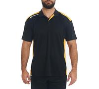 Optimum Tempo Sport-Tech Polo Shirt - Quick Dry, Lightweight, 160GSM Micro Mesh, Moisture-Wicking Polyester, Athletic Fit for Gym, Running, Team Sports - Size-2XL Black/Amber