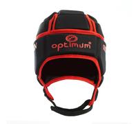 Optimum Unisex Junior Origin Rugby and Football Headguard - Full Coverage Scrum Cap | Breathable, Soft-Edged, Lightweight Sports Protective Headgear Black/Red, Large Boys