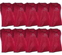 Optimum Unisex Training Bib - Pro Grade Mesh Polyester, Vibrant Anti-Sweat Multi-Sport Bib for Football, Rugby, & Other Activities - Red, Large