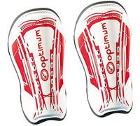 Optimum Velocidade Ankle Protect Shinguards - Strap Closure Hockey Shin Pads - Shin Protection Guard - Perfect Ankle Guard for Soccer, and Football - White/Red, Medium