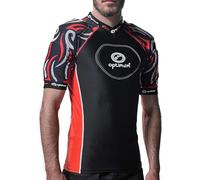 Optimum Word Rugby Approved Razor Protective Top for Adults & Kids - Lightweight Unisex EVA Padded Shirt for Rugby, Breathable Lycra Compression Fit - Black/Red (Small)