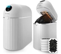 OPTIMUS TECHNOLOGY Automatic Touchless Trash Can with Motion Sensor, 6 Refill Bags, Self-Sealing, White (Neos (6-Refill Bags))