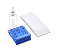 Optional fiber optic cleaning clamp and tool set includes an empty bottle replacement optical kit with core