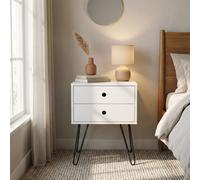 Telford 2 Drawer White Metal Legs Bedside Table - Wilko