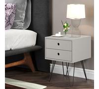 Core Products Options Grey Telford White & Metal 2 Drawer Bedside Cabinet Grey, Grey