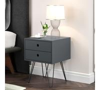 Core Products Options Blue Telford White & Metal 2 Drawer Bedside Cabinet Blue, Blue