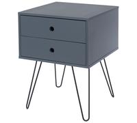 Options Bedside Table - 2 Drawer - Blue - Hairpin Legs