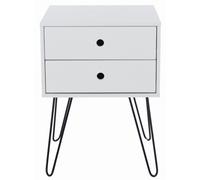 Options Bedside Table - 2 Drawer - White - Hairpin Legs