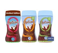 Options Belgian Chocolate Hot Chocolate Variety Pack - Cherry, Salted Caramel, and Mint Madness Flavours - 3 x 220g