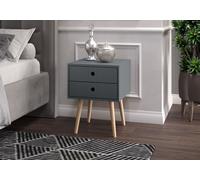 Options Scandia 2 drawer petite beside cabinet in Blue MDF with solid wooden leg
