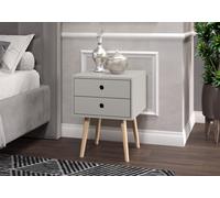 Options Scandia 2 drawer petite beside cabinet in Light Grey MDF with solid wood