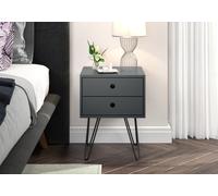 Options Telford, midnight blue & metal 2 drawer bedside cabinet