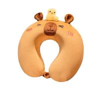 OptiPlay Capybara Neck Pillow, Soft Memory Foam Travel Head Pillow, 30 * 30 cm Animal U Shaped Neck Pillow, Cartoon Plane Pillow, for Adults and Kids Airplane Sleeping Travel and Camping(Brown)