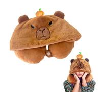 OptiPlay Capybara Neck Pillow, Soft Memory Foam Travel Head Pillow, 30 * 30 cm Animal U Shaped Neck Pillow, Cartoon Plane Pillow, for Adults and Kids Airplane Sleeping Travel and Camping(Caramel)