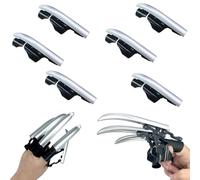 OptiPlay Wolve Claws，6PCS Retractable Plastic Wolf Claw, Durable Realistic Cosplay Costume Props, Christmas Decorations And Gifts, for Halloween Party Decoration (Silver)