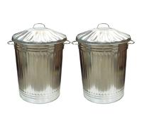 OptiProducts 2 x Large 90L Litre Galvanised Steel Metal Bin With Lid I