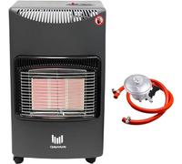 OptiProducts 4.2kw Calor Gas Heater Free Standing Butane Gas Heater Portable Heater with wheels comes + Hose and Regulator, Dark Grey (LQ-H002)