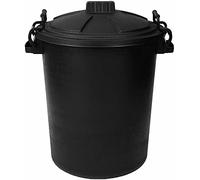 OptiProducts 80/85L HEAVY DUTY BLACK PLASTIC RUBBISH REFUSE BIN WASTE W/LOCKING LID