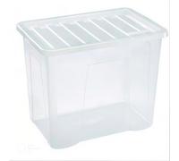 OptiProducts 80L Large Clear Plastic Storage Boxes with Transparent Lids (Pack of 5) - Heavy Duty Stackable Storage Containers for Home, Garage, Office & Clothes Organisation