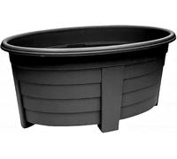 OptiProducts Extra Large 55cm Oval Garden Planter Plastic Trough Plant Pot Raised Outdoor Flower Planter with Drainage for Flowers, Herbs, Vegetables, Patio, Balcony & Garden (Black, 1)