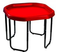 OptiProducts Kids Mixing Play Tray with Height Adjustable Stand (Red) - Large 100CM Sensory Activity Table for Sand, Water, Mud, Paint & Messy Play | Indoor & Outdoor Learning Play Tray